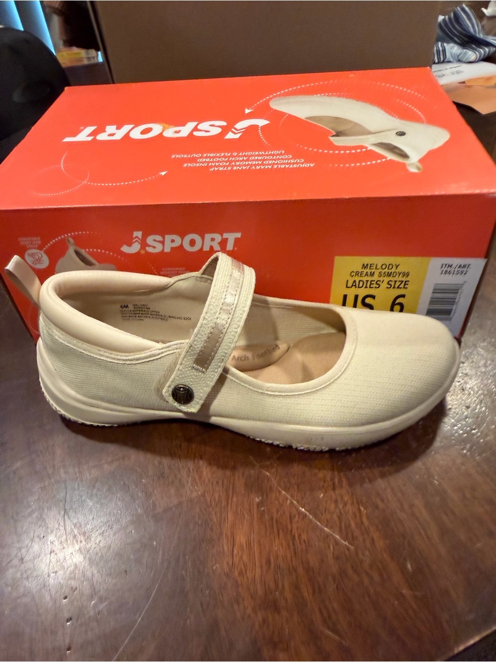 JSport Women’s Melody Slip on Mary Jane shoes Cream Size 6 M US